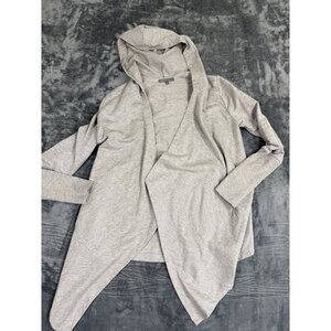 Retro-ology Womens S Open Front Lightweight Hooded Cardigan Gray